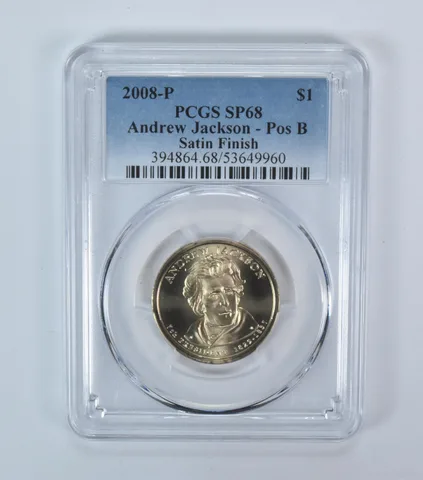 2008-P Presidential $1 Andrew Jackson Satin Finish SP68 PCGS