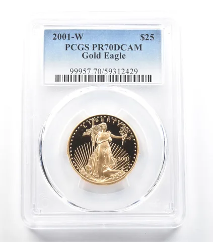 2001-W $25 American Gold Eagle 1/2 Oz Gold PR70 DCAM PCGS