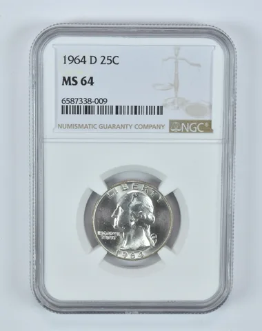 MS64 1964-D Washington Quarter NGC - Golden End of Roll Tone *5005