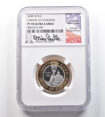 2000-W $10 Library of Congress Bimetallic Commemorative PF70 NGC Castle *2567