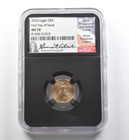 2024 $5 American Gold Eagle Anna Cabral 1/10 Oz FDOI MS70 NGC *3466
