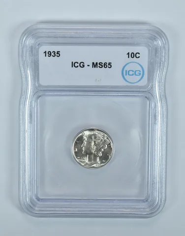 1935 Mercury Dime MS65 ICG