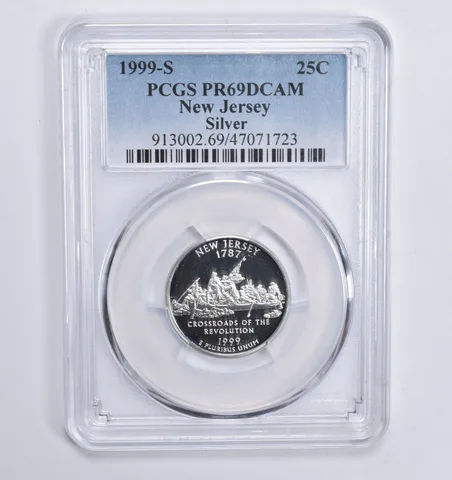 1999-S Silver New Jersey Quarter PR69 DCAM PCGS Blue Lbl