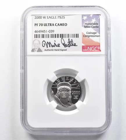 2000-W $25 Quarter Platinum Eagle PF70 UCAM NGC Castle *0426