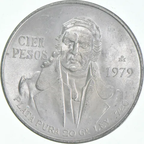 1979 Mexico 100 Pesos S100P SILVER STELLAR LUSTER GEM BU