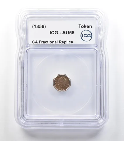 (1856) California Fractional Gold Token 1/2 Dollar Indian Head AU58 ICG *3968