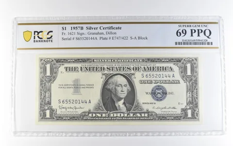 1957 B $1 Silver Certificate Fr#1621 Superb Gem Unc 69 PPQ PCGS *9816