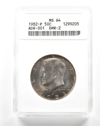 1982-P Kennedy Half Dollar No FG ADR-001 DMR-2 MS64 ANACS *2064
