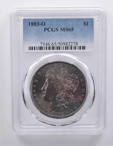 1883-O Morgan Silver Dollar MS65 PCGS Blue/Purple Tone *7201