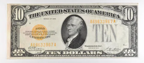 1928 $10 US Gold Certificate Fr#2400 a1008