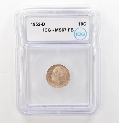 1952-D Roosevelt Dime MS67 FB ICG Beautiful Tone a3902