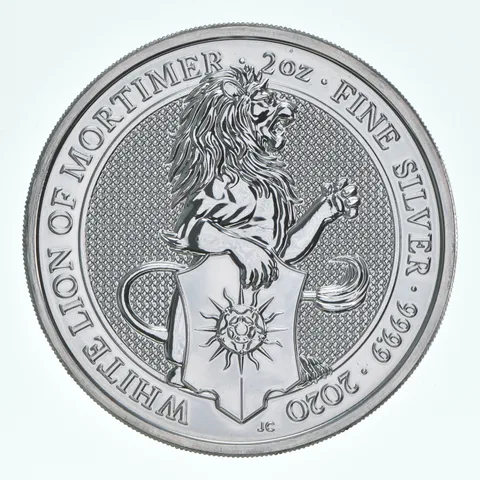 2020 Great Britain 5 Pound Silver Queen's Beasts Lion Of Mortimer 2 Oz