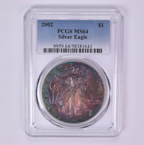 2002 American Silver Eagle MS64 PCGS Beautiful Tone *1525