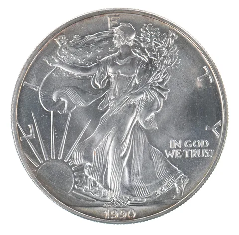 Beautiful Toned - 1990 American Silver Eagle 1 Troy Oz .999 Fine Silver *049