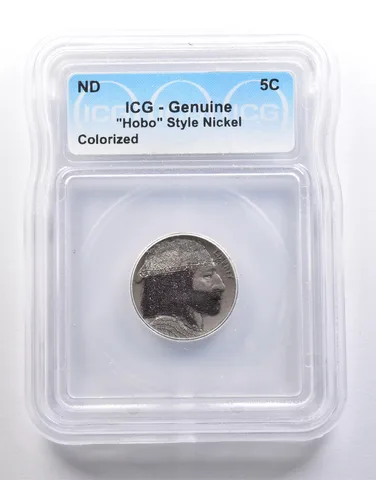 (ND) Indian Head Buffalo Nickel "Hobo" Style Colorized Genuine ICG *6580