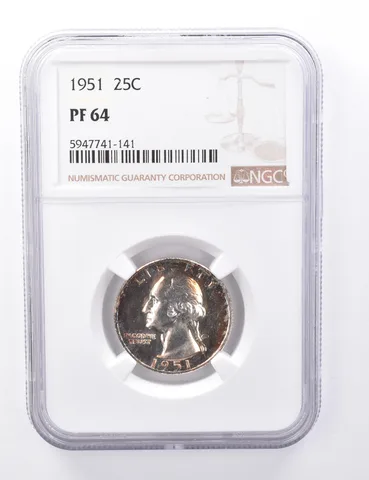 PF64 1951 Washington Quarter - Graded NGC Beautiful Tone a4428