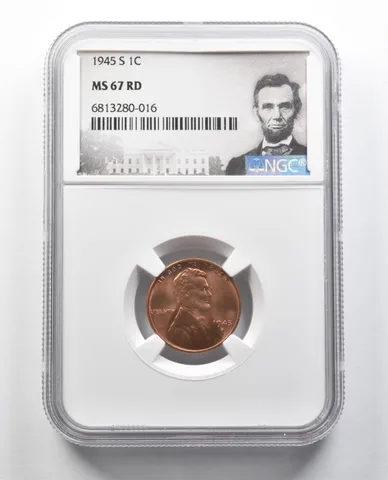 MS67 RD 1945-S Lincoln Wheat Cent NGC a2250