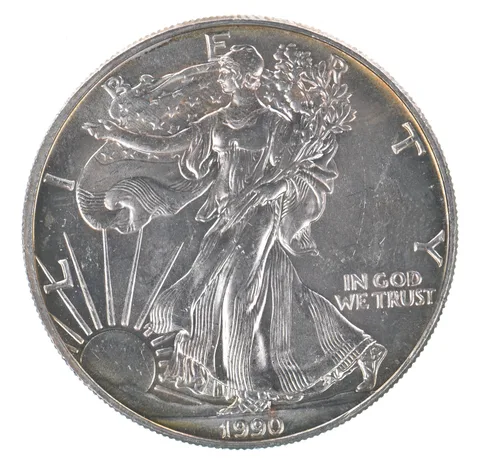 Beautiful Toned - 1990 American Silver Eagle 1 Troy Oz .999 Fine Silver *132