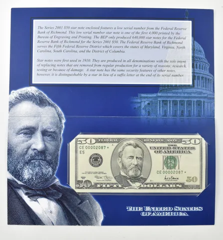 2001 $50 FRN Star Note Green Seal Bureau Of Engraving *7955