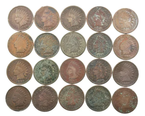 Lot 20 1800's 1890-1899 Indian Head Penny Cents US Coin Collection 2/5 Roll *487