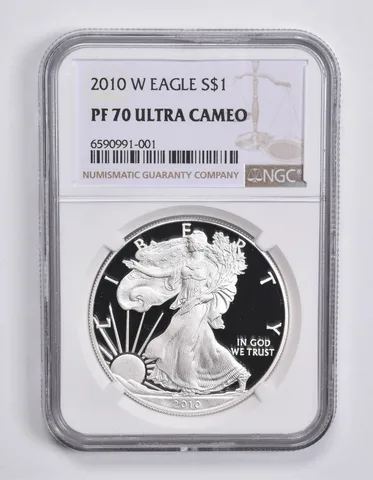 2010-W American Silver Eagle 1 Oz PF70 UCAM NGC Brown Label