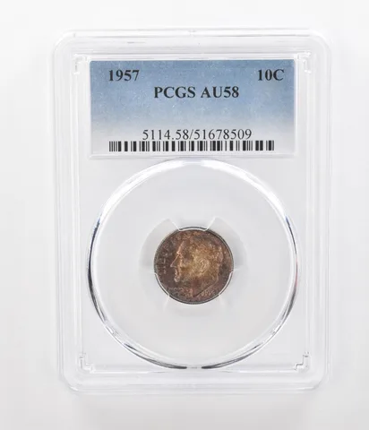 1957 Roosevelt Dime AU58 PCGS Beautiful Tone a1173