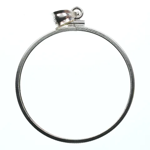Sterling Silver 35 MM Coin Bezel Pendant Frame Edge a2157