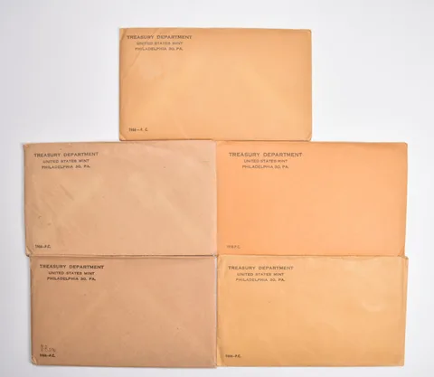 Lot (5) OGP 1958 US Mint Proof Set Envelopes - Empty - NO COINS