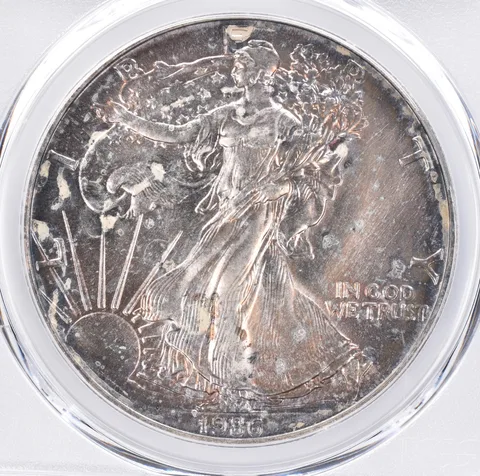 1986 American Silver Eagle MS65 PCGS Beautiful Tone *1444