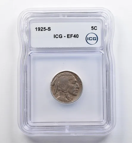 1925-S Indian Head Buffalo Nickel EF40 ICG *9030