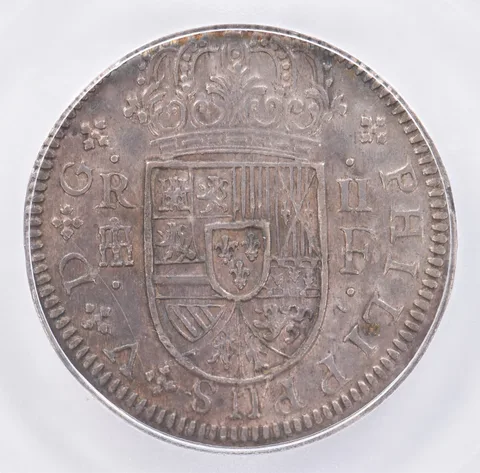 1721 Spain 2 Reales Philip V MS62 ICG Beautiful Tone *1908