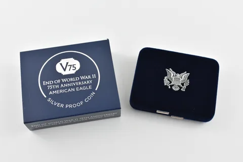 OGP 2020 Silver Eagle V75 End of World War II BOX & COA - NO COIN