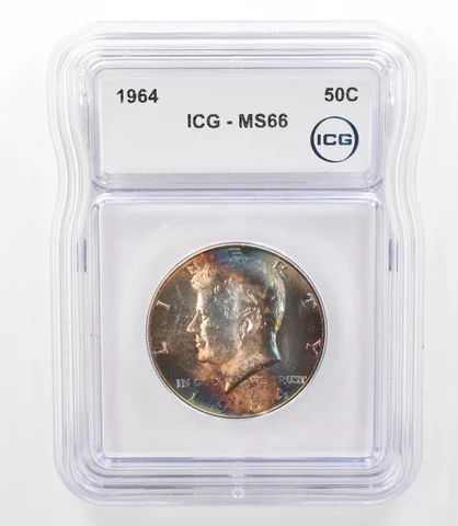 1964 Kennedy Half Dollar MS66 ICG Rainbow Tone *3154