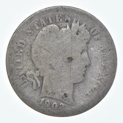 1902-S Barber Dime 90% Silver Average Circ