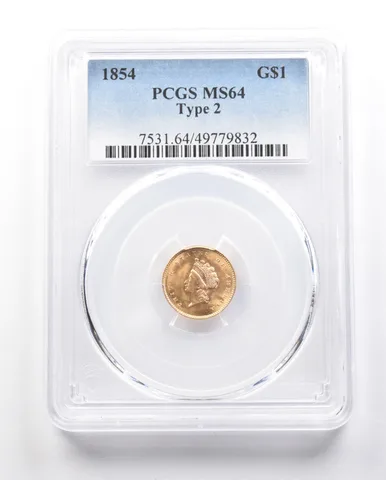 1854 $1 Indian Princess Head Gold Type 2 MS64 PCGS *7320