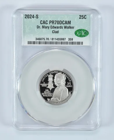 2024-S Washington Quarter Clad Dr Mary Edwards Walker PR70 DCAM CAC CACg