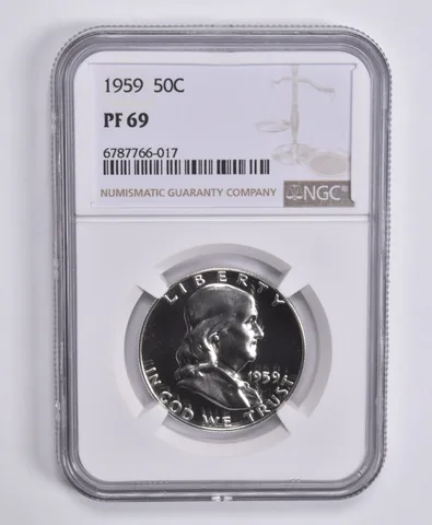 1959 Franklin Half Dollar 50c PF69 NGC Brown Lbl