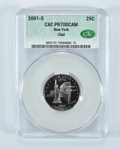 2001-S Washington State Quarter New York CLAD PR70 DCAM CAC CACg