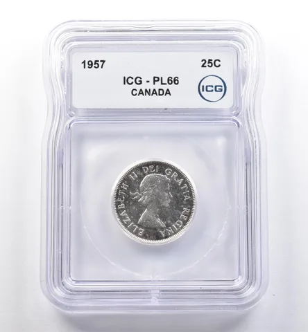 1957 Canada 25 Cents PL66 ICG *0242