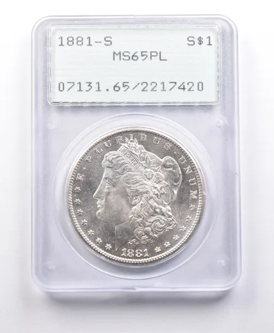 1881-S Morgan Silver Dollar MS65 PL PCGS Rattler *4649