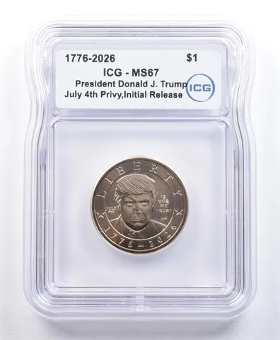 2026 Presidential $1 Donald Trump July 4th Privy Initial Release MS67 ICG *2177