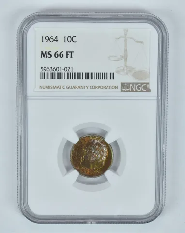MS66 FT 1964 Roosevelt Dime - Graded NGC Great Tone a8012