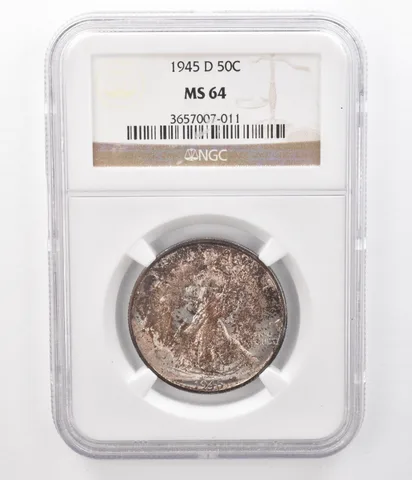 1945-D Walking Liberty Half Dollar MS64 NGC Beautifully Toned *9243
