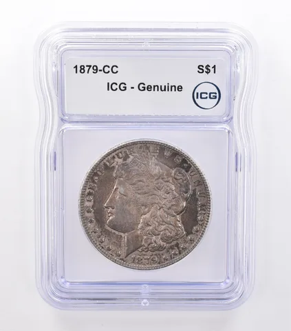 1879-CC Morgan Silver Dollar Genuine ICG Beautiful Tone *9206