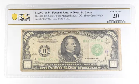 1934 $1000 St Louis MO FRN Fr#2211-Hm Very Fine 20 PCGS *4722