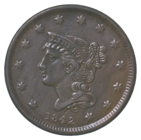 1842 Braided Hair Large Cent SD *8659