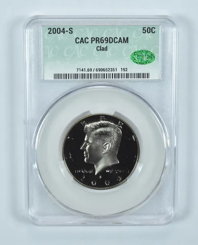 2004-S Kennedy Half Dollar CLAD PR69 DCAM CAC CACg