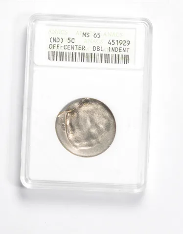 MS65 No Date Jefferson Nickel - Off-Center - Double Indent - Graded ANACS *2268