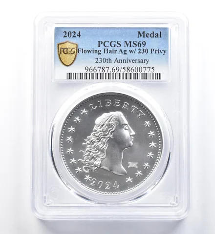 2024 Flowing Hair Silver Medal 230th Anniversary Privy MS69 PCGS *1168