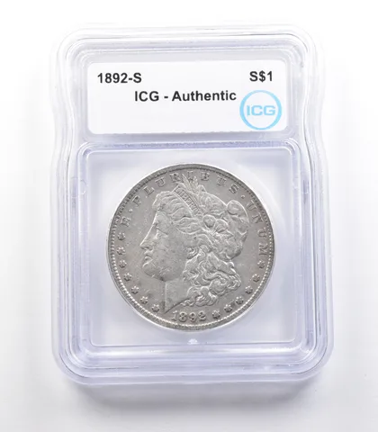 1892-S Morgan Silver Dollar Authentic ICG *2398